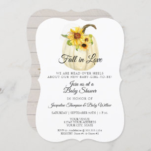 Invitation Baby shower Citrouille d'aquarelle florale de tour