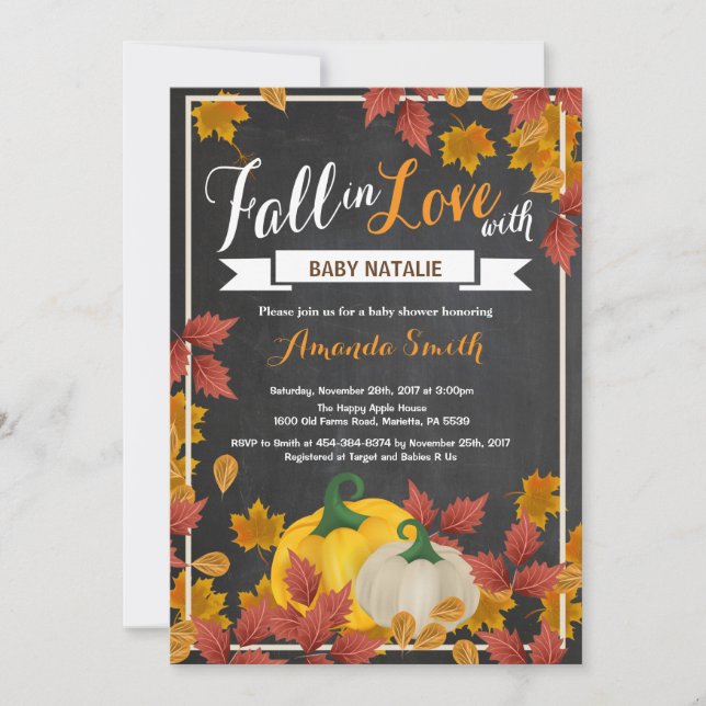 Invitation Baby shower Citrouille d'automne (Devant)