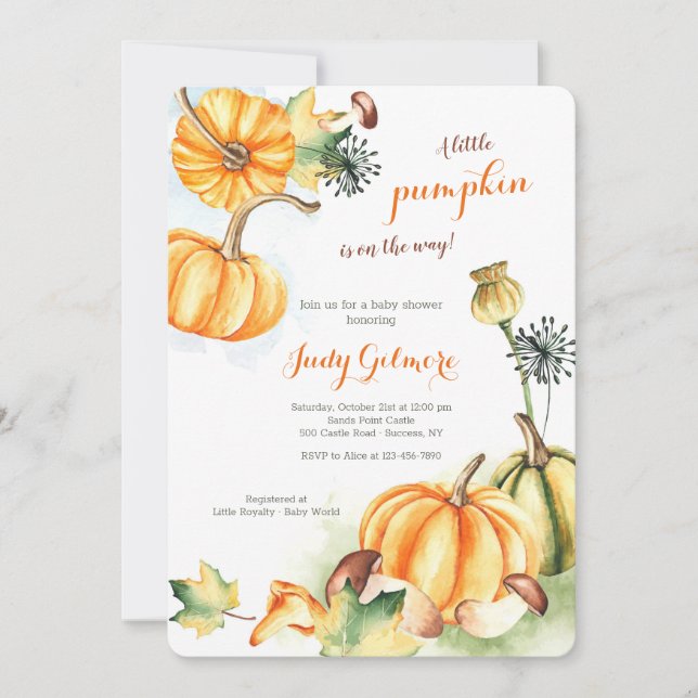 Invitation Baby shower Citrouille d'automne (Devant)