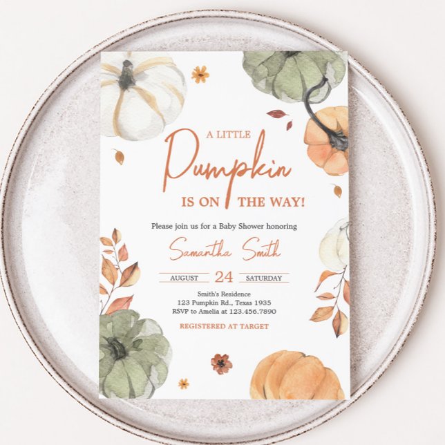 Invitation Baby shower Citrouille d'automne (Autumn Pumpkin Baby Shower Invitation)