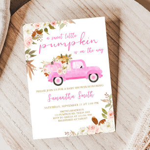 Invitation Baby shower Citrouille de camion rose