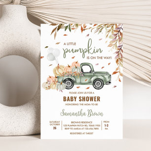 Invitation Baby shower Citrouille de camion vert