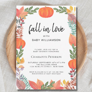 Invitation Baby shower Citrouille de Fall in Love