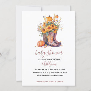 Invitation Baby shower Citrouille de fleurs d'automne