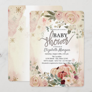 Invitation Baby shower citrouille de fleurs de saumons