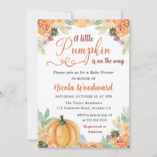 Invitation Baby shower Citrouille de la chute d'aquarelle