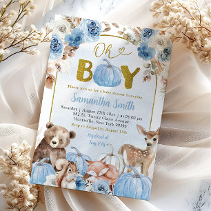 Invitation Baby shower Citrouille de la chute du Boho bleu