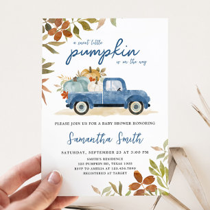 Invitation Baby shower Citrouille de la chute du camion bleu