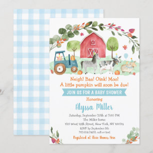 Invitation Baby shower Citrouille de la ferme d'automne