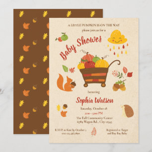 Invitation Baby shower Citrouille de la scène d'automne migno