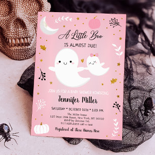 Invitation Baby shower Citrouille de Little Boo Pink Gold Gho
