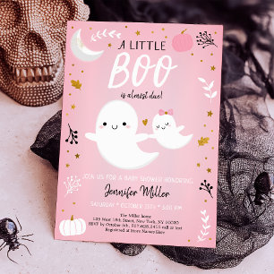 Invitation Baby shower Citrouille de Little Boo Pink Gold Gho