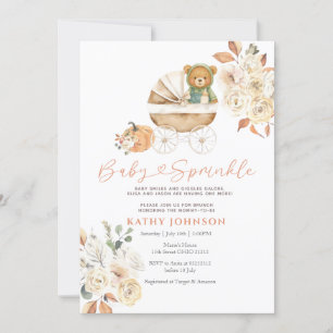Invitation Baby shower Citrouille de l'ours d'automne