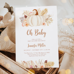 Invitation Baby shower Citrouille de tomme Pampas