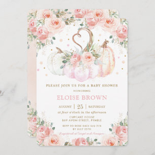 Invitation Baby shower Citrouille doux rose pâle