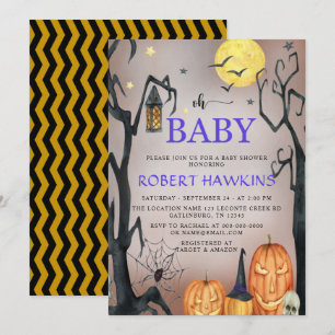 Invitation Baby shower Citrouille Éffrayant Halloween