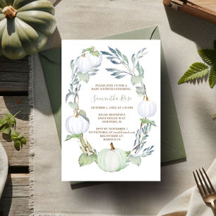 Invitation BABY SHOWER CITROUILLE et verdure BLANC