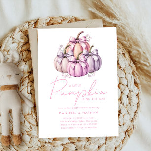 Invitation baby shower citrouille fille en arc rose mignon