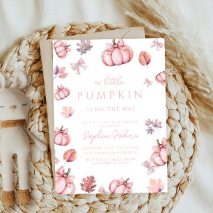 Invitation baby shower citrouille fille en arc rose mignon