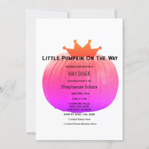 Invitation Baby shower citrouille filles rose Abstrait QR Cod