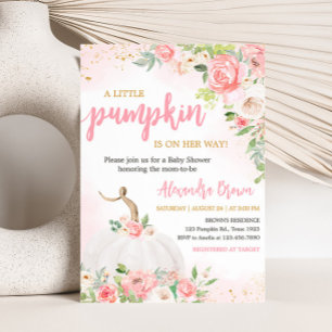 Invitation Baby shower Citrouille Floral Fall