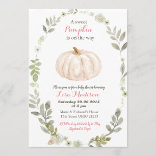 Invitation baby shower Citrouille Floral Greenery