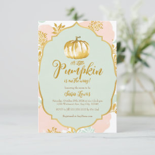 Invitation Baby shower Citrouille Gold Fall