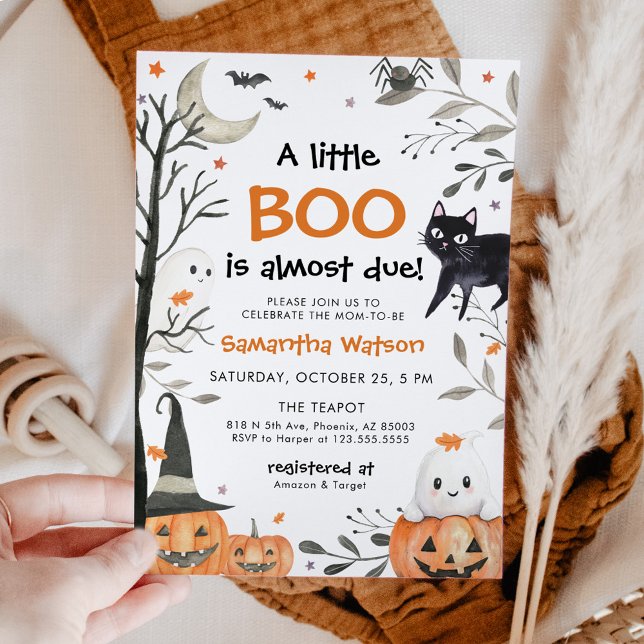 Invitation Baby shower Citrouille Halloween Little Boo Ghost (Créateur téléchargé)