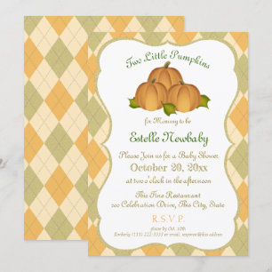 Invitation Baby shower citrouille Harlequin Gold Twins