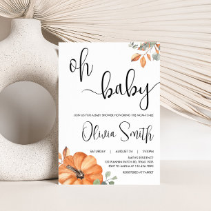 Invitation Baby shower Citrouille minimaliste