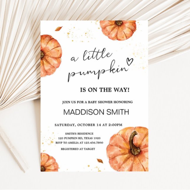 Invitation Baby shower Citrouille minimaliste d'automne (Fall Minimalist Pumpkin Baby Shower Invitation)