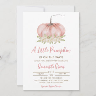 Invitation Baby shower Citrouille minimaliste rose fille