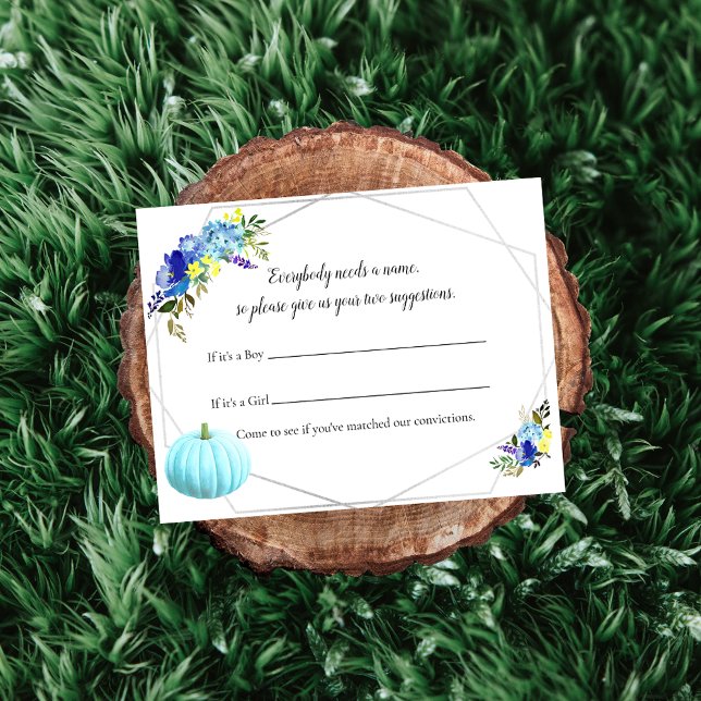 Invitation Baby shower citrouille Nom du bébé Jeu | Bleu (Créateur téléchargé)