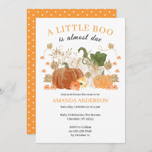 Invitation Baby shower Citrouille Orange Gold