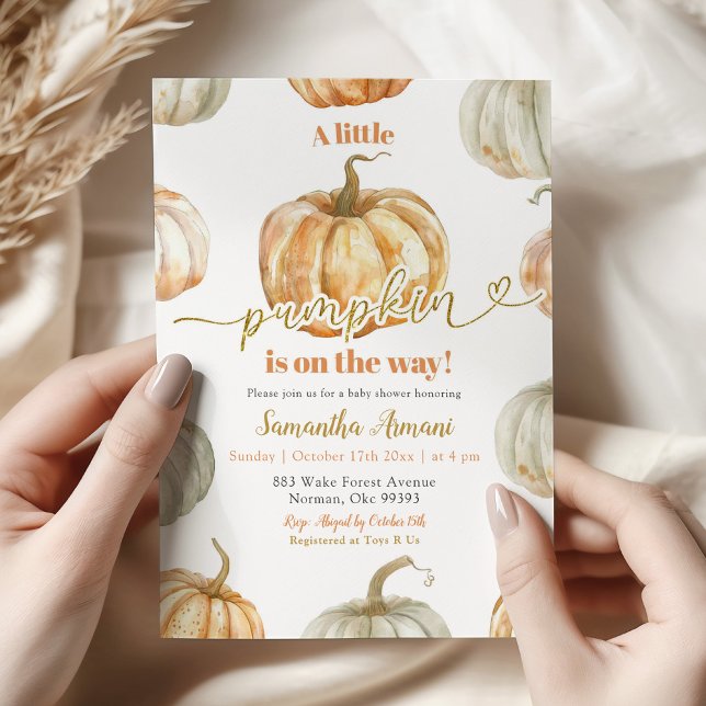 Invitation Baby Shower Citrouille Orange Pastel Pour Bébé de  (Créateur téléchargé)