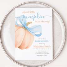 Baby Shower Citrouille Orange Ruban Bleu
