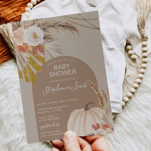 Invitation Baby shower Citrouille Pampas Grass