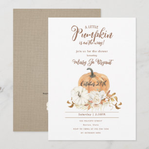 Invitation Baby shower Citrouille petit Citrouille et blanc
