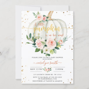 Invitation Baby shower citrouille, Pink Gold Elegant