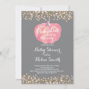 Invitation Baby shower citrouille Pink Gold Girl