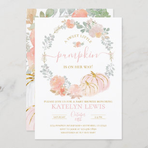 Invitation Baby shower Citrouille rose