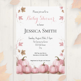 Invitation Baby shower Citrouille rose