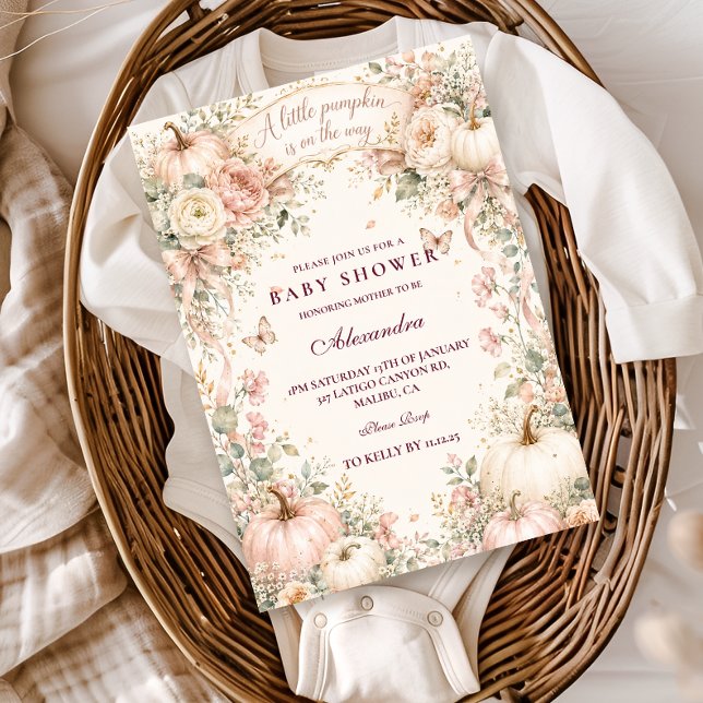 Invitation Baby Shower Citrouille Rose (Créateur téléchargé)
