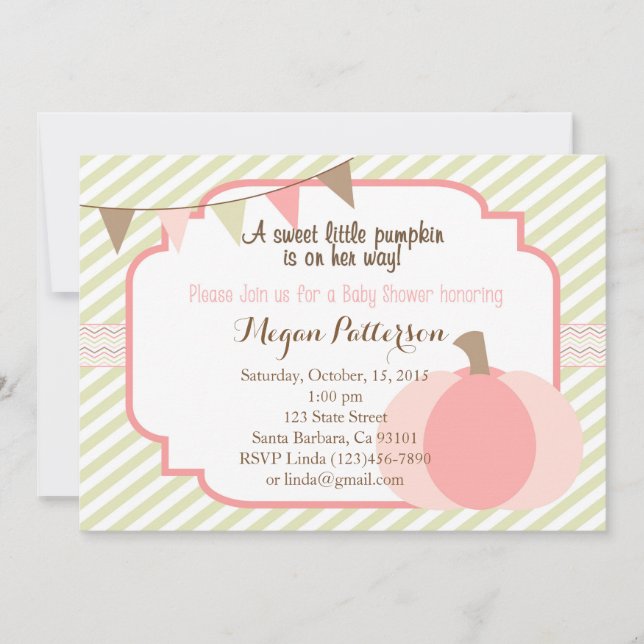 Invitation Baby shower Citrouille rose (Devant)