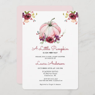 Invitation Baby shower Citrouille rose et bourgogne