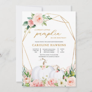 Invitation Baby shower Citrouille rose et or
