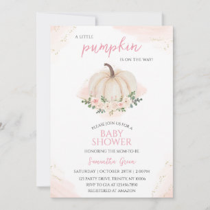 Invitation Baby shower Citrouille rose et or fille
