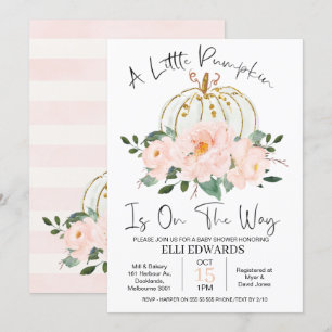 Invitation Baby shower Citrouille rose or
