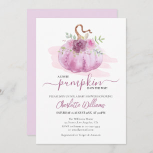 Invitation Baby shower Citrouille Rose rose Blush Mauve