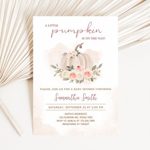 Invitation Baby shower Citrouille rose vif